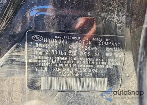 2018 Hyundai Elantra Sel из США, поврежденный, VIN KMHD84LF4JU500024